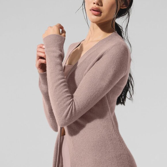Alo Yoga Sheer Cashmere Long Cardigan Taupe - Picture 3 of 6